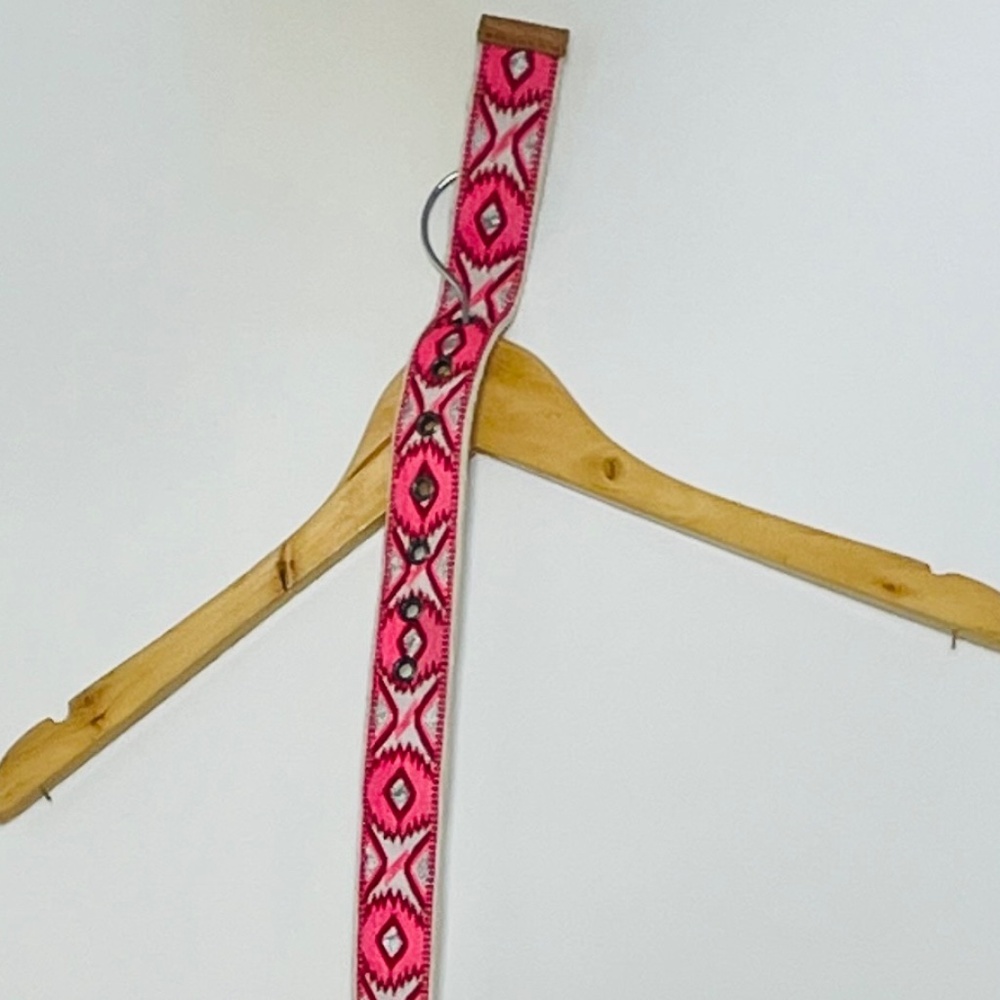 Free People Aztec Pink Print Woven Leather Accent Belt - Picture 8 of 11